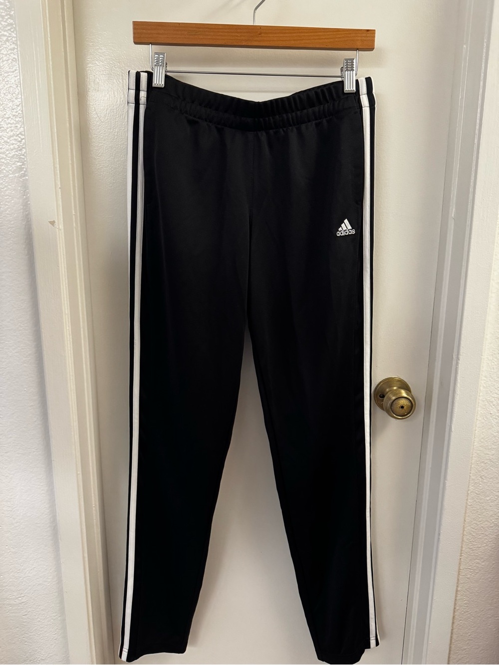 adidas Black Joggers with White Side Stripes